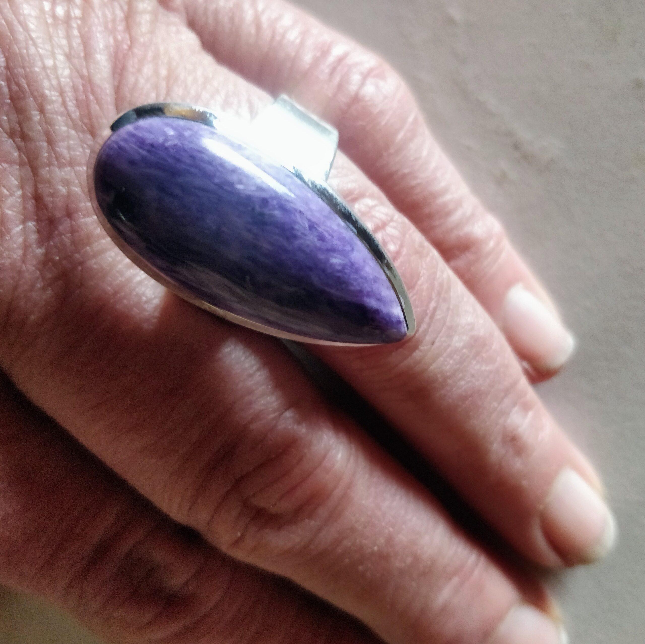 Charoite Cabochon Ring Sterling Silver 925 Sz 11 - Image 3