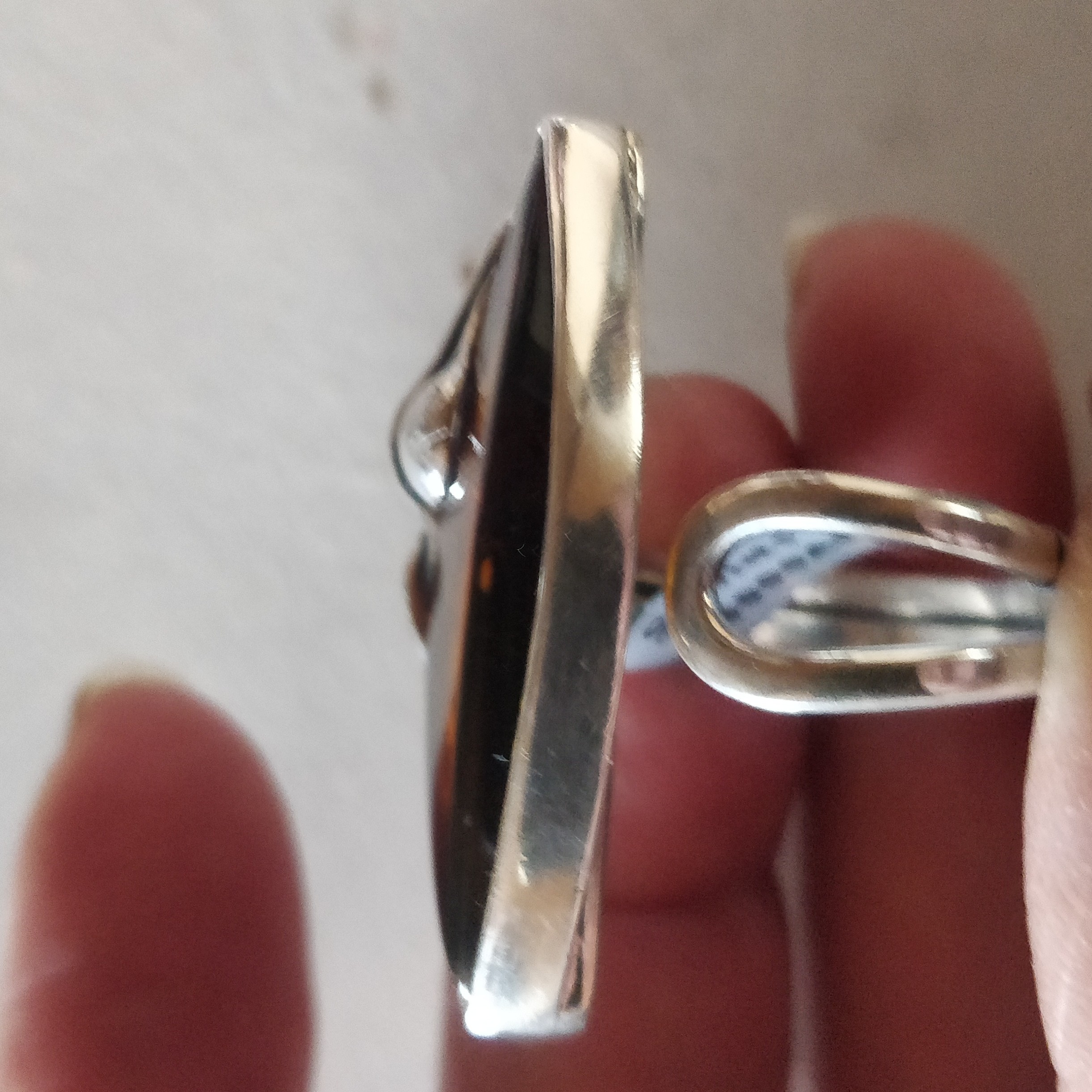 Amber Ring Sterling Silver 925 Sz Adjustable - Image 5