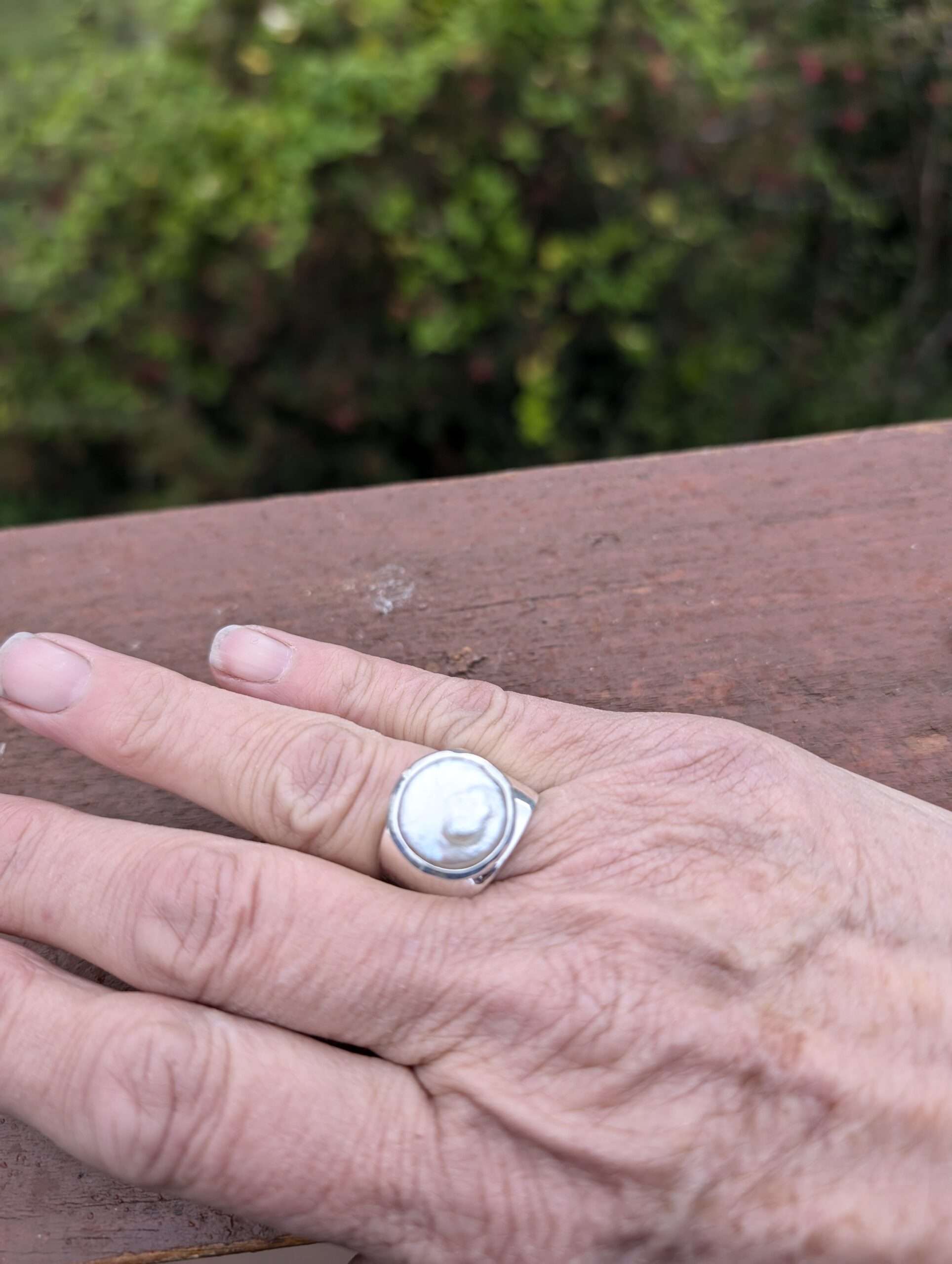 Pearl Ring Sterling Silver 925 Sz 9 - Image 3